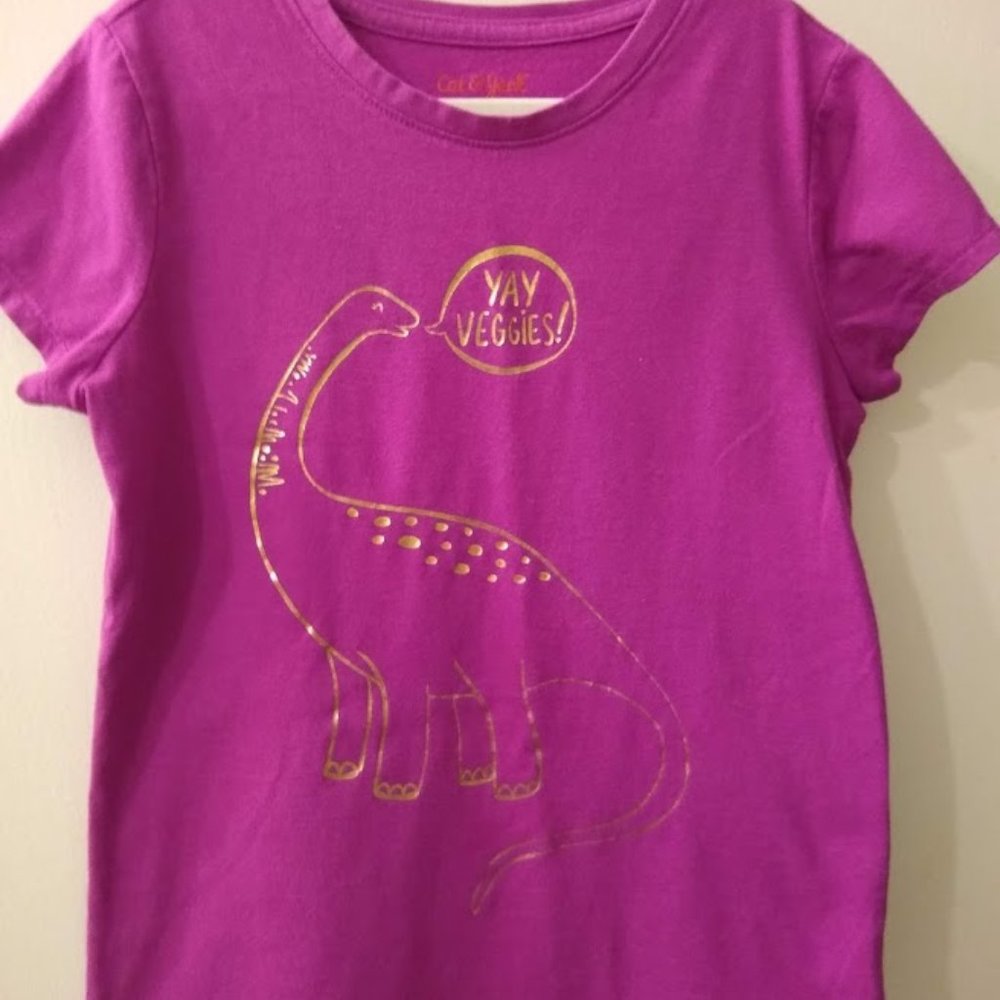 Cat & Jack veggie dino tee, size medium